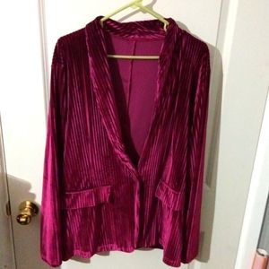 Pink Ribbed Velour Blazer